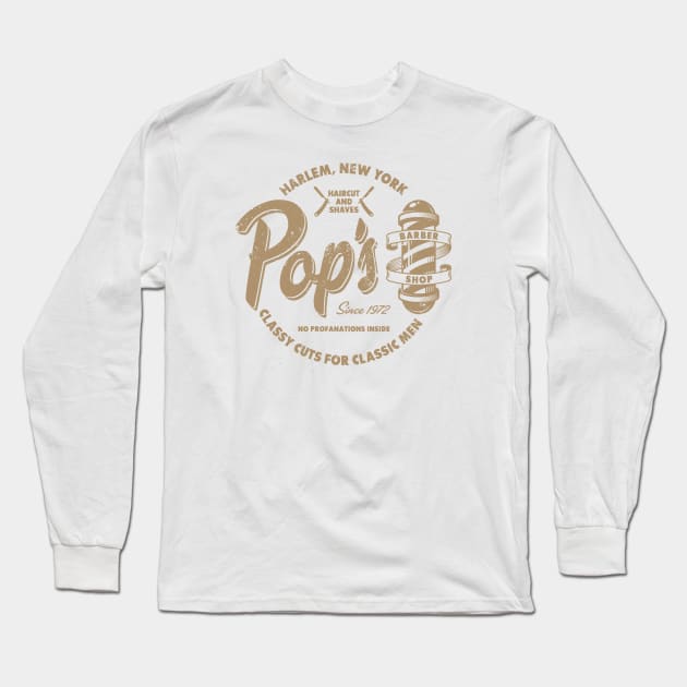 Pop’s Barber Shop (aged look) Long Sleeve T-Shirt by MoviTees.com